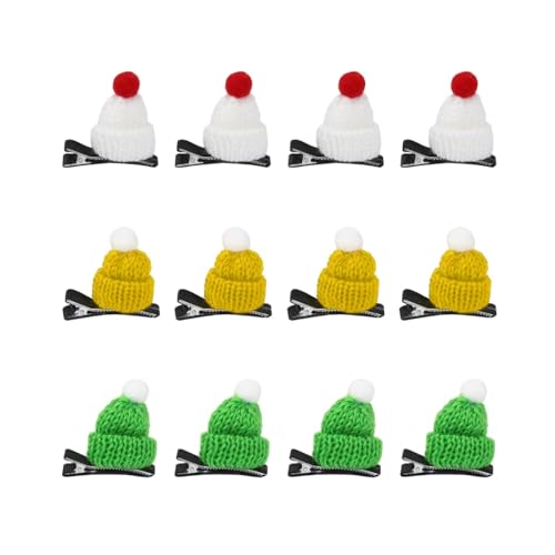 KOMUNJ 12 Stück Weihnachts-Accessoire, Haarreif Mädchen Weihnachten, Weihnachts Kopfschmuck für Kinder,Mädchen,Damen(Dreifarbiger Mini-Hut-3) von KOMUNJ
