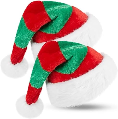 KOMUNJ 2 Stück Weihnachtsmütze Erwachsene Nikolausmütze Weihnachtsmann Mütz für Erwachsene Kinder Weihnachtsfeier Weihnachtsmarkt(Farbkombination) von KOMUNJ