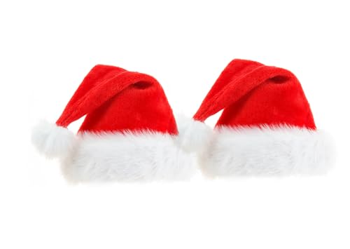 KOMUNJ 2 Stück Weihnachtsmütze Erwachsene Weihnachtsmütze, Weihnachtsmütze Kinder für Junge/Mädchen, Weihnachtsmütze Plüsch, Warm Weihnachtsmann Mütze(Haariger langer Hut für Erwachsene) von KOMUNJ