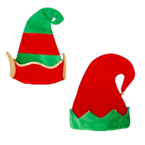 KOMUNJ 2 StückWeihnachtsmütze Erwachsene Weihnachtsmütze, Weihnachtsmütze Kinder für Junge/Mädchen, Weihnachtsmütze Plüsch, Warm Weihnachtsmann Mütze(Elfenmütze) von KOMUNJ