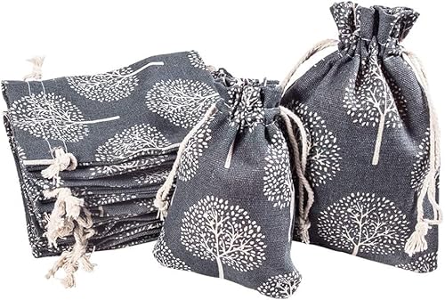 KOMUNJ 20 STK 2 Größen Baum des Lebensstils Stoff Schmuck Münztüte Kordelzug Geschenkbeutel Wiederverwendbare Einkaufstüten Süßigkeiten Reisegeldbörse für Süßigkeiten Hochzeit Valentine von KOMUNJ