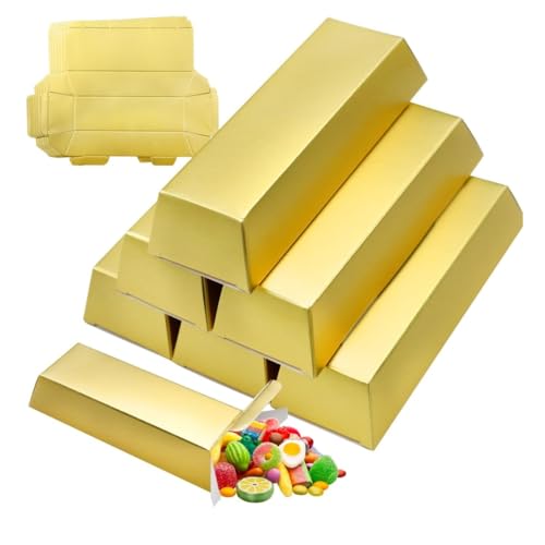KOMUNJ 20 Stück Goldbarren Süßigkeiten Boxen, Geschenkbox Klein, Gastgeschenk Süßigkeiten Schachtel für Hochzeit, Party, Geburtstag, Weihnachten, Baby Shower und DIY Craft, Goldtaler Schokolade KOMUNJ 20 Stück Goldbarren Süßigkeiten Boxen, Geschenkbox Klein, Gastgeschenk Süßigkeiten Schachtel für Hochzeit, Party, Geburtstag, Weihnachten, Baby Shower und DIY Craft, Goldtaler Schokolade von KOMUNJ