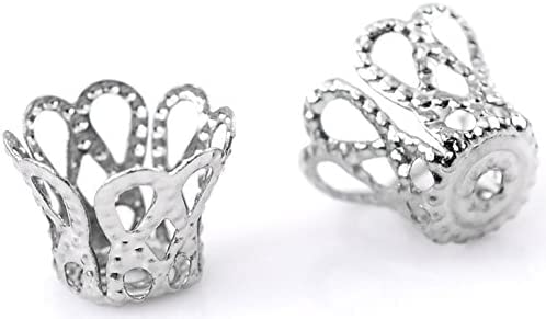 KOMUNJ 90 stücke Silber Farbe Blumenform Eisen Blütenblatt Perlenkappen Abstandshalter für Ohrring Armband Halskette DIY Schmuckherstellung von KOMUNJ