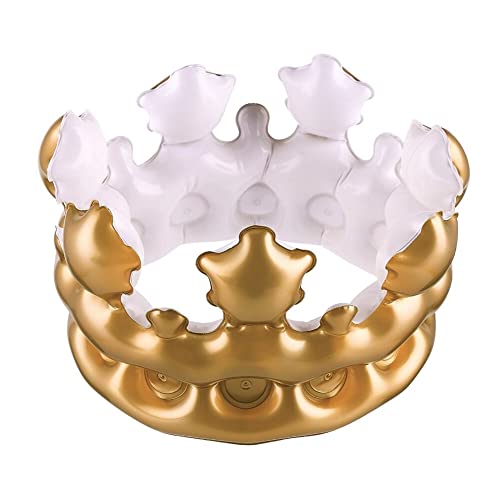 KOMUNJ Aufblasbare Krone, Aufblasbare Geburtstagskrone, Kostümzubehör Karneval, Goldene Geschenkidee, für Geburtsagskinder(Gold) von KOMUNJ