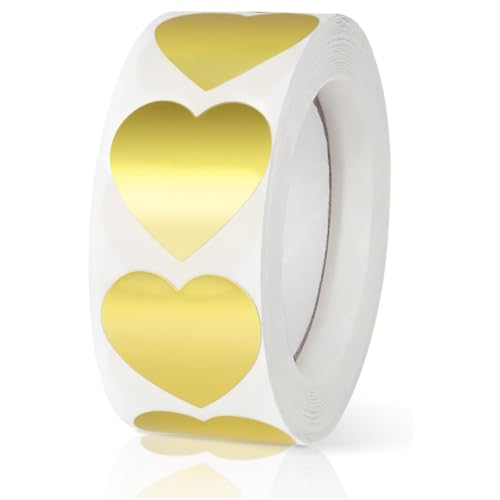 KOMUNJ Aufkleber in Herzform, für Valentinstag, Einladung, Umschläge, Scrapbooking, 500 Etiketten pro Rolle, 25mm Gold KOMUNJ Aufkleber in Herzform, für Valentinstag, Einladung, Umschläge, Scrapbooking, 500 Etiketten pro Rolle, 25mm Gold von KOMUNJ