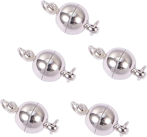 KOMUNJ Schmuck Machen Anhaenger Nicklefrei runde Messing magnetisch Magnetverschluesse 14x8mm Platinum 5 Sets von KOMUNJ