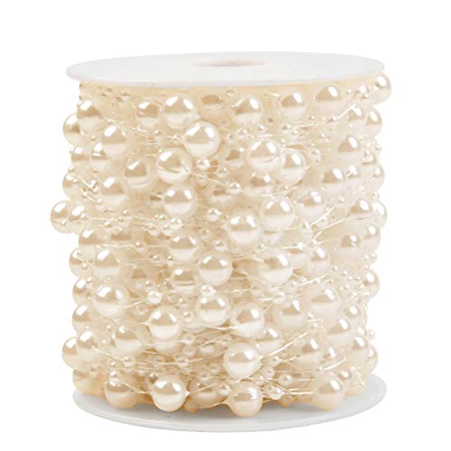 KONAMO 30 m Kunstperlenkette, Perlenkette, Perlenkette, Girlande, Kette für Hochzeit, Party, Schmuckherstellung, Beige KONAMO 30 m Kunstperlenkette, Perlenkette, Perlenkette, Girlande, Kette für Hochzeit, Party, Schmuckherstellung, Beige von RIVLOP