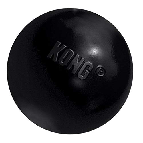 KONG Extreme Ball mit Loch - Langlebiges Hundespielzeug aus Naturkautschuk für Training und Spiel - Für Große/Mittlere Hunde - Schwarz von KONG