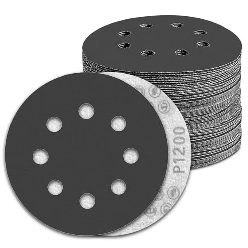KONGMING 100 Stück Nassschleifpapier 125mm Klett 8 Loch Körnung 1200 Siliziumkarbid Schleifpapier für Exzenterschleifer KONGMING 100 Stück Nassschleifpapier 125mm Klett 8 Loch Körnung 1200 Siliziumkarbid Schleifpapier für Exzenterschleifer von KONGMING
