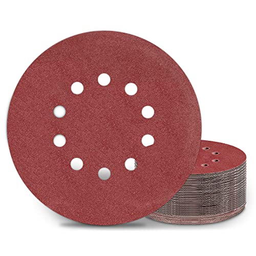 KONGMING 25 Stück Schleifpapier 225mm Klett Schleifscheiben 225mm Körnung P120 10 Loch in Rot für Trockenbauschleifer Exzenterschleifer Schleifgiraffe KONGMING 25 Stück Schleifpapier 225mm Klett Schleifscheiben 225mm Körnung P120 10 Loch in Rot für Trockenbauschleifer Exzenterschleifer Schleifgiraffe von KONGMING