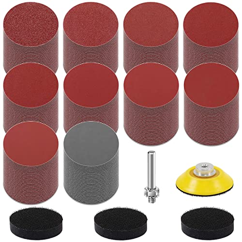 KONGMING 300 Stück Schleifpapier Klett 2 Zoll 50mm Körnung 80/120/180/240/320/400/600/1000/2000/3000 Schleifscheiben Pad Kit Polierpad Adapter von KONGMING