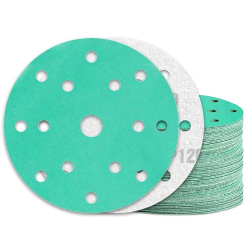 KONGMING 60 Stück Schleifpapier 150mm Klett Körnung 120 15 Loch für Exzenterschleifer von KONGMING