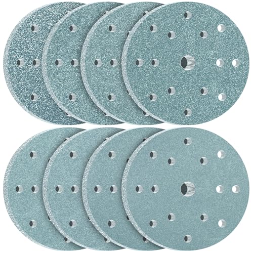 KONGMING 80 Stück Schleifpapier 150mm Klett Körnung 80 120 150 180 240 320 400 600 15 Loch für Exzenterschleifer von KONGMING