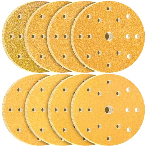 KONGMING 80 Stück Schleifpapier 150mm Klett Körnung 40 60 80 120 180 220 320 400 15 Loch für Exzenterschleifer von KONGMING