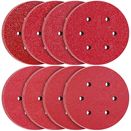 KONGMING 80 Stück Schleifpapier 150mm Klett 6 Loch Körnung 40 60 80 120 180 240 320 400 für Exzenterschleifer von KONGMING