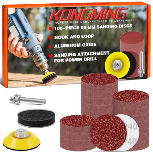 KONGMING Schleifpapier 50mm klett 100 Stück Körnung 40 Schleifscheiben 50mm klett Schleifaufsatz für Akkuschrauber KONGMING Schleifpapier 50mm klett 100 Stück Körnung 40 Schleifscheiben 50mm klett Schleifaufsatz für Akkuschrauber von KONGMING