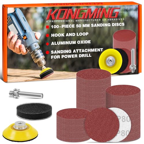 KONGMING Schleifpapier 50mm klett 100 Stück Körnung 80 Schleifscheiben 50mm klett Schleifaufsatz für Akkuschrauber KONGMING Schleifpapier 50mm klett 100 Stück Körnung 80 Schleifscheiben 50mm klett Schleifaufsatz für Akkuschrauber von KONGMING