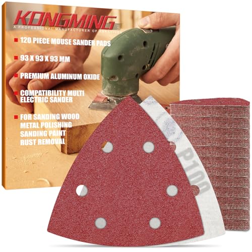 KONGMING Schleifpapier Dreieckschleifer klett 6 Loch 120 Stück Körnung 100 Schleifblätter fur Detailschleifer KONGMING Schleifpapier Dreieckschleifer klett 6 Loch 120 Stück Körnung 100 Schleifblätter fur Detailschleifer von KONGMING