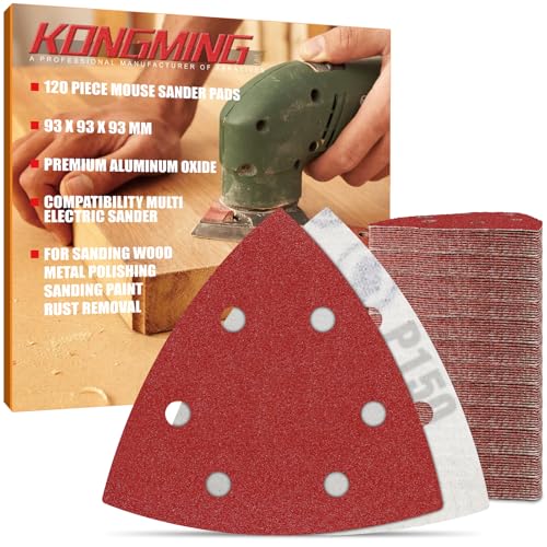 KONGMING Schleifpapier Dreieckschleifer klett 6 Loch 120 Stück Körnung 150 Schleifblätter fur Detailschleifer KONGMING Schleifpapier Dreieckschleifer klett 6 Loch 120 Stück Körnung 150 Schleifblätter fur Detailschleifer von KONGMING