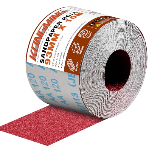 KONGMING Schleifpapier Rolle 93 mm x 10 m Körnung 120 für Handschleifer Handschleifblock von KONGMING