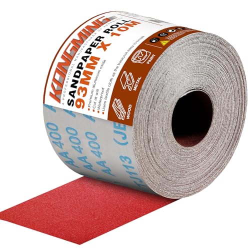 KONGMING Schleifpapier Rolle 93 mm x 10 m Körnung 400 für Handschleifer Handschleifblock von KONGMING