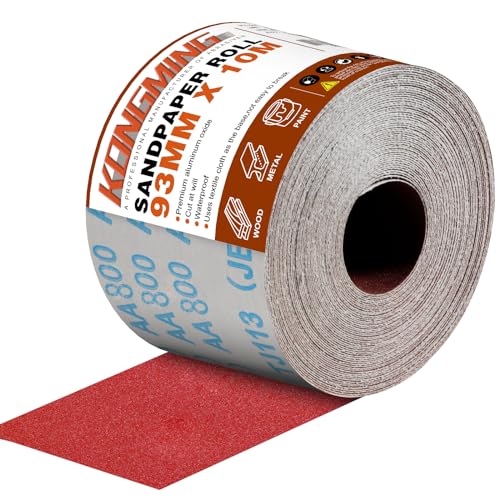 KONGMING Schleifpapier Rolle 93 mm x 10 m Körnung 800 für Handschleifer Handschleifblock von KONGMING