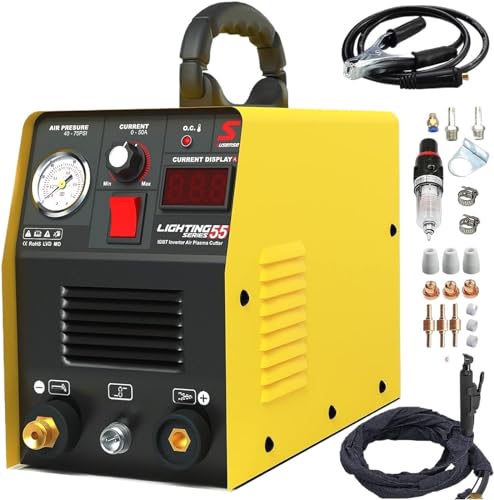 KONGMM Plasmaschneider, Plasmaschneider 55 Amp HF IGBT Inverter Tragbare Luftplasmaschneidemaschine mit Zubehör 12 mm sauberer Schnitt for Metall für Edelstahl, Stahl und Aluminium KONGMM Plasmaschneider, Plasmaschneider 55 Amp HF IGBT Inverter Tragbare Luftplasmaschneidemaschine mit Zubehör 12 mm sauberer Schnitt for Metall für Edelstahl, Stahl und Aluminium von KONGMM