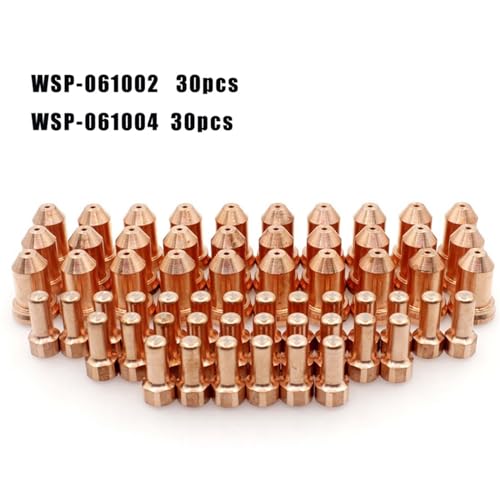 Plasmaschneider, 60 Stück PT-80 PT80 IPT-80 Plasmaschneider-Fackelelektrode 1,3 mm 1,0 mm 1,2 mm Spitzen 52558 51311.13 Plasmabrennerdüsen Schweißteile für Edelstahl, Stahl und Aluminium(1.1mm) von KONGMM