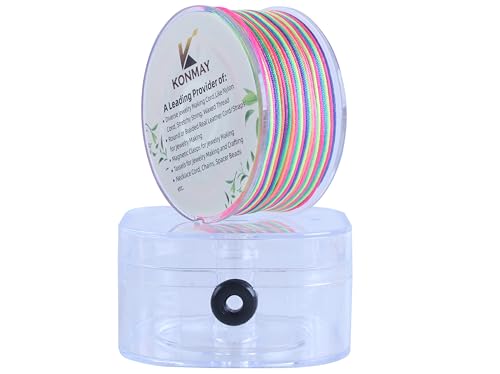 KONMAY 1.0mm Nylonschnur für Armbänder mit Organizer-Box, 84 Meters Regenbogen Nylonfaden Satinschnur für Schmuck, Makramee, Kumihimo, Perlenarbeiten, Chinesische Knoten & Handwerk von KONMAY