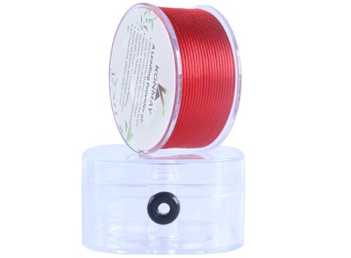 KONMAY 1.0mm Satinschnur für Armbänder mit Organizer-Box, 65 Meters Rot Nylonfaden Satinschnur für Schmuck, Makramee, Kumihimo, Perlenarbeiten, Chinesische Knoten & Handwerk KONMAY 1.0mm Satinschnur für Armbänder mit Organizer-Box, 65 Meters Rot Nylonfaden Satinschnur für Schmuck, Makramee, Kumihimo, Perlenarbeiten, Chinesische Knoten & Handwerk von KONMAY