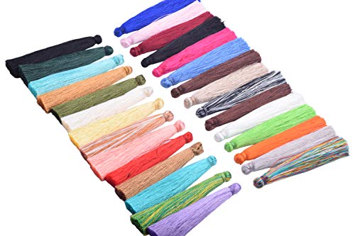 KONMAY 100 Stück 6,5 cm gemischte aus 25 Farben, weiche handgefertigte seidige Faser-Quasten für Schmuckherstellung, Handwerk KONMAY 100 Stück 6,5 cm gemischte aus 25 Farben, weiche handgefertigte seidige Faser-Quasten für Schmuckherstellung, Handwerk von KONMAY