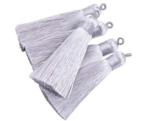 KONMAY 10pcs 8,5cm Handgemachte Seidige Quasten mit Aufhängeschlaufe,Grau KONMAY 10pcs 8,5cm Handgemachte Seidige Quasten mit Aufhängeschlaufe,Grau von KONMAY