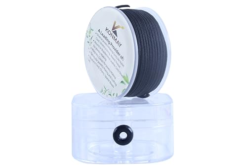 KONMAY 2,0 mm schwarze Nylonschnur mit Etui für Armbänder, geflochtene Nylon-Satinschnur für Schmuckherstellung, Perlen, chinesische Knoten, Kumihimo, Makramee KONMAY 2,0 mm schwarze Nylonschnur mit Etui für Armbänder, geflochtene Nylon-Satinschnur für Schmuckherstellung, Perlen, chinesische Knoten, Kumihimo, Makramee von KONMAY
