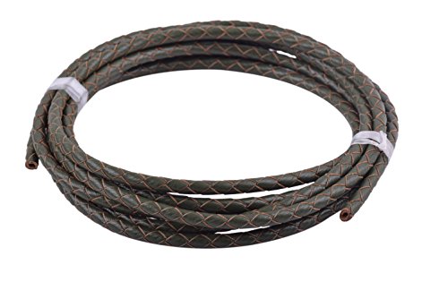 KONMAY 2 Yards 4.0mm Lederband Lederschnur Rund geflochten,Armeegrün von KONMAY