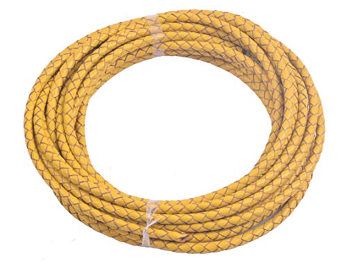 KONMAY 2 Yards 4.0mm Lederband Lederschnur Rund geflochten,Gelb KONMAY 2 Yards 4.0mm Lederband Lederschnur Rund geflochten,Gelb von KONMAY