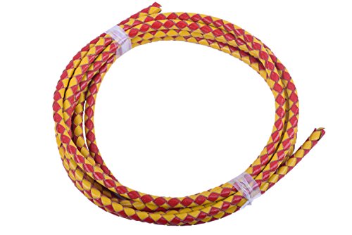 KONMAY 2 Yards 4.0mm Lederband Lederschnur Rund geflochten,Rot&Gelb KONMAY 2 Yards 4.0mm Lederband Lederschnur Rund geflochten,Rot&Gelb von KONMAY