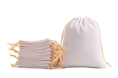 KONMAY 20 Stück Cream weicher Samtbeutel Schmuckbeutel mit Kordelzug, 7x9cm Samt Säckchen Hochzeit Party Geschenksäckchen KONMAY 20 Stück Cream weicher Samtbeutel Schmuckbeutel mit Kordelzug, 7x9cm Samt Säckchen Hochzeit Party Geschenksäckchen von KONMAY