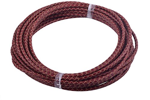 KONMAY 4,0 mm geflochtene Lederschnur im Vintage-Stil, rund, 4,0 mm, Rot KONMAY 4,0 mm geflochtene Lederschnur im Vintage-Stil, rund, 4,0 mm, Rot von KONMAY