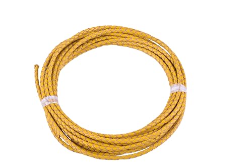 KONMAY 5 Yards 3.0mm Lederband Lederschnur Rund geflochten,Gelb KONMAY 5 Yards 3.0mm Lederband Lederschnur Rund geflochten,Gelb von KONMAY