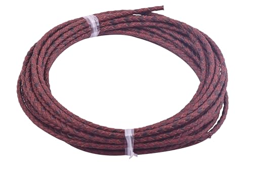 KONMAY 5 Yards 3.0mm Lederband Lederschnur Rund geflochten,Vintage braun KONMAY 5 Yards 3.0mm Lederband Lederschnur Rund geflochten,Vintage braun von KONMAY