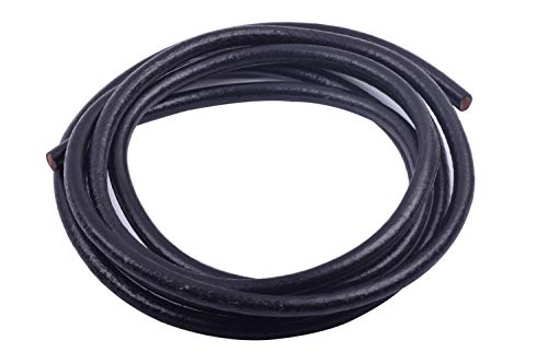 KONMAY 8,0 mm runde Echtlederschnur, 2 Meter schwarze Lederschnur für Schmuckherstellung, Halsketten, Armbänder und Basteln von KONMAY