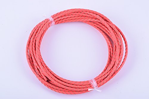 KONMAY Bolo-Lederband, rund, 3,0 mm, geflochten, Neon-Pink, 4,5 m von KONMAY