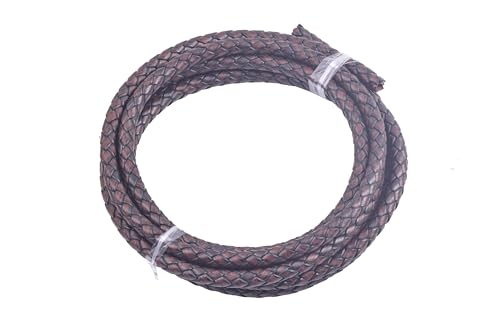 KONMAY Bolo-Lederband ohne Kern, 6,0 mm, rund, antikbraun, 2 m von KONMAY