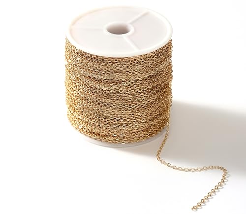 KONMAY Goldgelötete Gliederketten zur Schmuckherstellung, 5 m, Kupferbasis, 18 Karat vergoldet für Armbänder, Verlängerungskette, Halsketten, Fußkettchen, zum Aufhängen und Basteln KONMAY Goldgelötete Gliederketten zur Schmuckherstellung, 5 m, Kupferbasis, 18 Karat vergoldet für Armbänder, Verlängerungskette, Halsketten, Fußkettchen, zum Aufhängen und Basteln von KONMAY