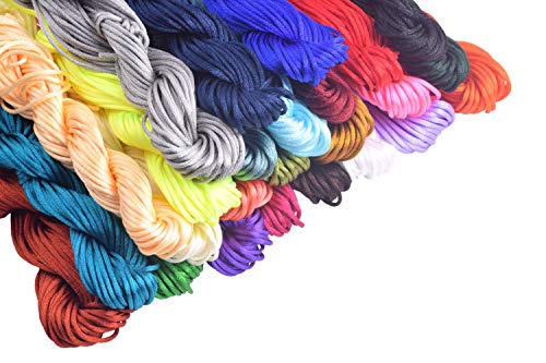 KONMAY Nylon-Rattail-Satin-Seidenband für chinesische Knoten, Kumihimo, Perlen, Makramee, Schmuckherstellung, 2,0 mm, 15 Farben, gemischt, 225 Meter KONMAY Nylon-Rattail-Satin-Seidenband für chinesische Knoten, Kumihimo, Perlen, Makramee, Schmuckherstellung, 2,0 mm, 15 Farben, gemischt, 225 Meter von KONMAY