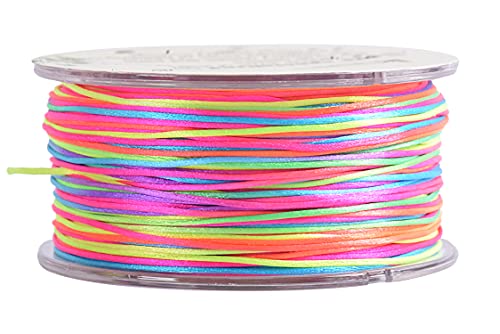 KONMAY Nylon-Satin-Seidenbesatz, 45,7 m lang, 0,8 mm Rattail-Perlenschnur für chinesisches Knoten, Kumihimo, Perlen, Makramee, Schmuckherstellung, Regenbogen KONMAY Nylon-Satin-Seidenbesatz, 45,7 m lang, 0,8 mm Rattail-Perlenschnur für chinesisches Knoten, Kumihimo, Perlen, Makramee, Schmuckherstellung, Regenbogen von KONMAY