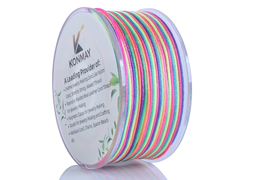KONMAY Nylonschnur in Regenbogenfarben, 1,0 mm, mit Etui für Armbänder, 90 m, geflochtene Nylon-Satinschnur für Schmuckherstellung, Perlen, chinesische Knoten, Kumihimo, Makramee KONMAY Nylonschnur in Regenbogenfarben, 1,0 mm, mit Etui für Armbänder, 90 m, geflochtene Nylon-Satinschnur für Schmuckherstellung, Perlen, chinesische Knoten, Kumihimo, Makramee von KONMAY