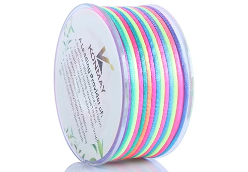 KONMAY Nylonschnur in Regenbogenfarben, 2,0 mm, mit Etui für Armbänder, 30 m, Nylon-Satin-Seidenschnur für Schmuckherstellung, Perlen, chinesische Knoten, Kumihimo, Makramee KONMAY Nylonschnur in Regenbogenfarben, 2,0 mm, mit Etui für Armbänder, 30 m, Nylon-Satin-Seidenschnur für Schmuckherstellung, Perlen, chinesische Knoten, Kumihimo, Makramee von KONMAY