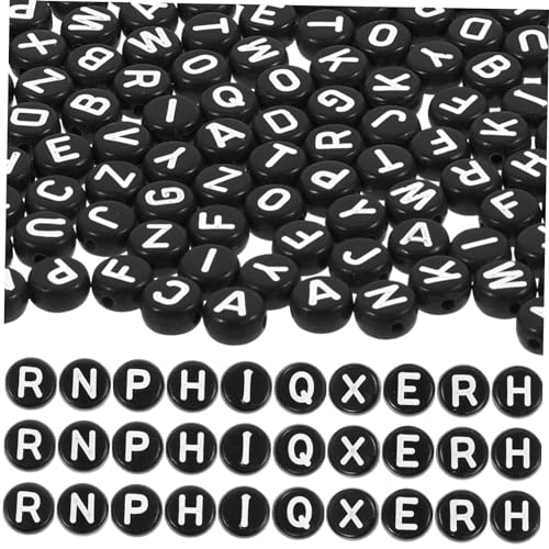 KONTONTY 1 Alphabet-Perlen-Schmuck armbandperlen buchstabenkette schmuckherstellung Schmuckbasteln Perlen für Schmuckhersteller UV Zubehör zarte Buchstabenperlen schwarze Perlen Acryl Black von KONTONTY