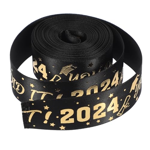 KONTONTY 1 Rolle Abschlussfeier Dekorationsband Yards Diy Geschenkverpackungsband Schwarzes Polyester mit Goldfarbener Prägung für Party Dekoration und Kreative Bastelprojekte von KONTONTY